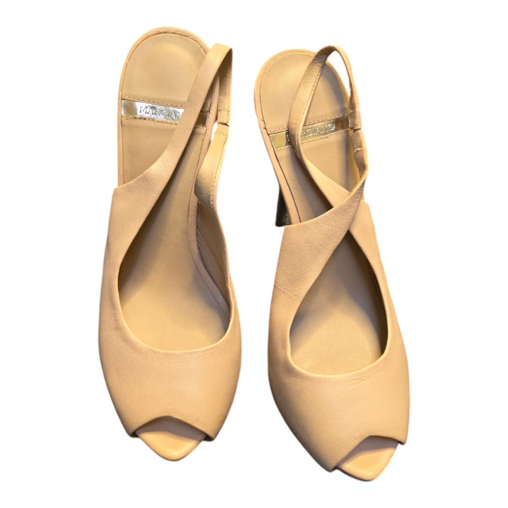 MARCIANO Peeptoe Stilletos in Beige Size 9M